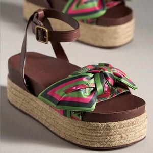 NEW Farm Rio Scarf Raffia Platform Sandals